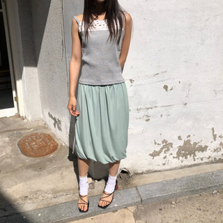 Draped balloon midi skirt Tencel Aladdin skirt elastic waistband skirt