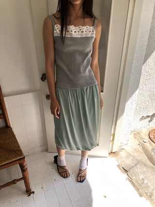 Draped balloon midi skirt Tencel Aladdin skirt elastic waistband skirt