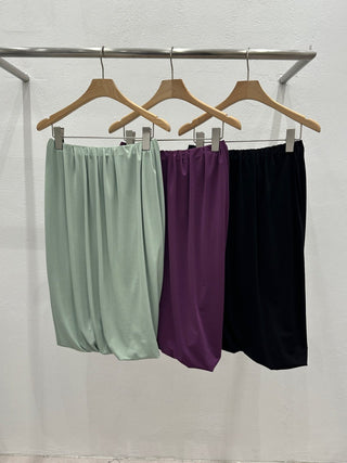 Draped balloon midi skirt Tencel Aladdin skirt elastic waistband skirt