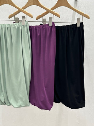 Draped balloon midi skirt Tencel Aladdin skirt elastic waistband skirt