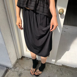 Draped balloon midi skirt Tencel Aladdin skirt elastic waistband skirt