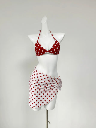 Red Polka Dot Bikini Bottom Cover Swimsuit