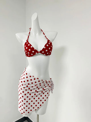 Red Polka Dot Bikini Bottom Cover Swimsuit