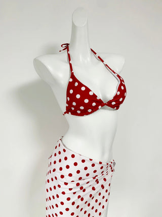 Red Polka Dot Bikini Bottom Cover Swimsuit