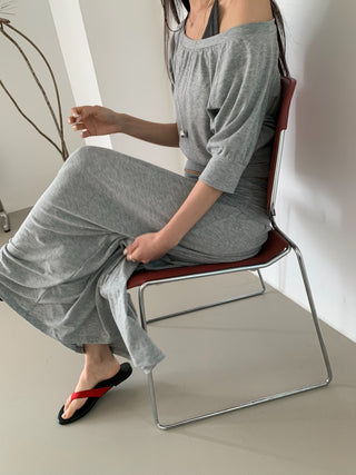 Shirred Elastic Long Skirt Set Long Skirt Vacation Look