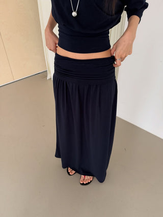 Shirred Elastic Long Skirt Set Long Skirt Vacation Look