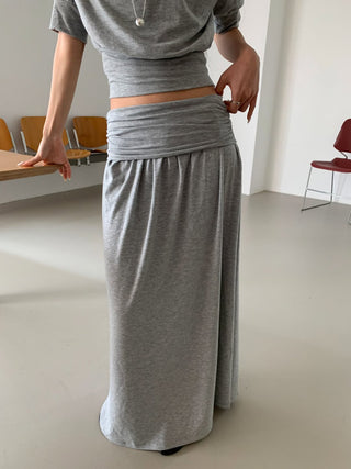 Shirred Elastic Long Skirt Set Long Skirt Vacation Look
