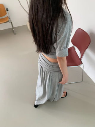 Shirred Elastic Long Skirt Set Long Skirt Vacation Look