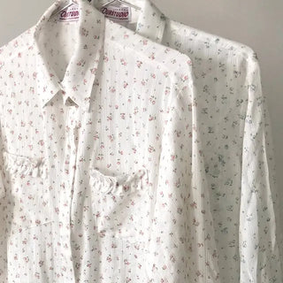 Flower Summer See-through Shirt Floral Print Blouse Summer Long-Sleeve Shirt