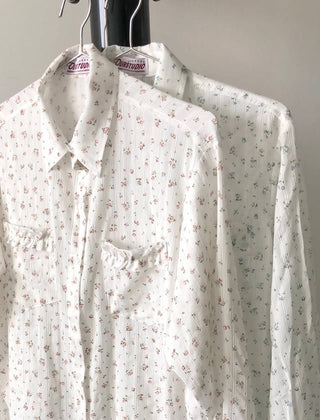 Flower Summer See-through Shirt Floral Print Blouse Summer Long-Sleeve Shirt
