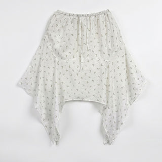 Flower Asymmetrical Layered Skirt Floral Print Flare Midi Skirt