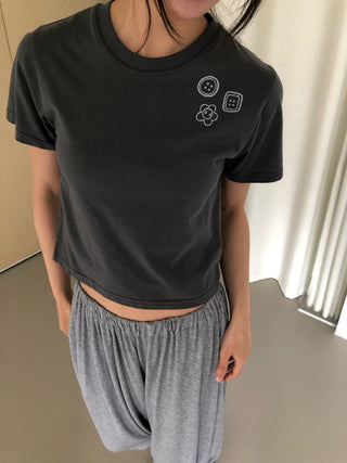 Button Print Color T-shirt Summer Short Sleeve