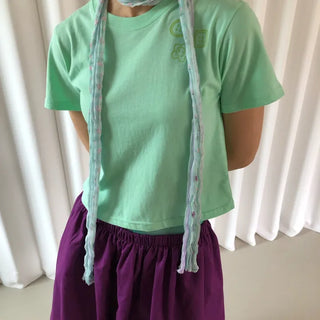 Button Print Color T-shirt Summer Short Sleeve
