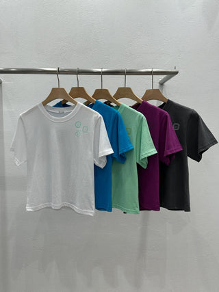 Button Print Color T-shirt Summer Short Sleeve