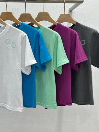 Button Print Color T-shirt Summer Short Sleeve