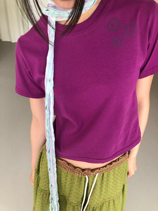 Button Print Color T-shirt Summer Short Sleeve