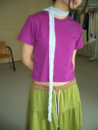 Button Print Color T-shirt Summer Short Sleeve