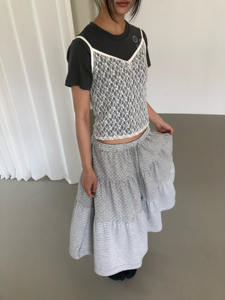 Flower Lace See-through Layered Colored Strappy Top