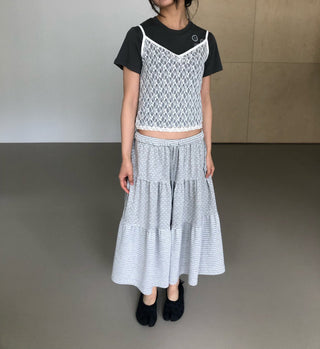Flower Lace See-through Layered Colored Strappy Top