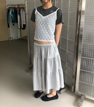 Flower Lace See-through Layered Colored Strappy Top