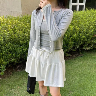 Soft Lace Cardigan Peach Cotton Cardigan Set