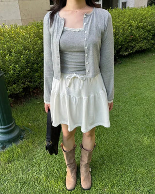 Soft Lace Cardigan Peach Cotton Cardigan Set