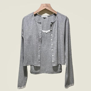 Soft Lace Cardigan Peach Cotton Cardigan Set