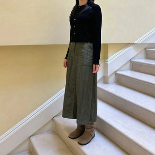 Nylon Elastic Pocket Long Skirt A-line Elastic Skirt