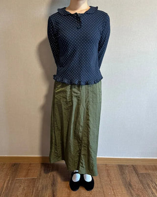 Nylon Elastic Pocket Long Skirt A-line Elastic Skirt