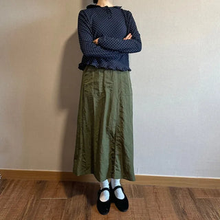 Nylon Elastic Pocket Long Skirt A-line Elastic Skirt