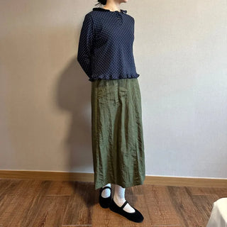 Nylon Elastic Pocket Long Skirt A-line Elastic Skirt