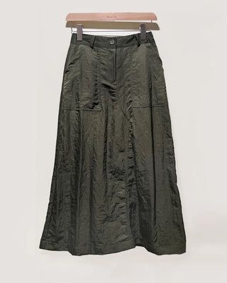 Nylon Elastic Pocket Long Skirt A-line Elastic Skirt