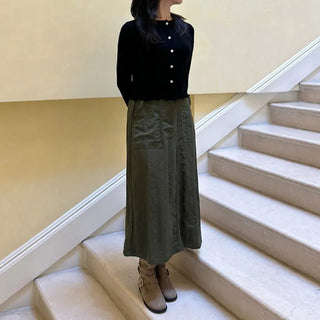 Nylon Elastic Pocket Long Skirt A-line Elastic Skirt