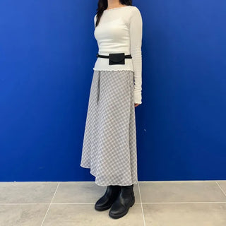 Chiffon Check Long Skirt Geek Chic Skirt