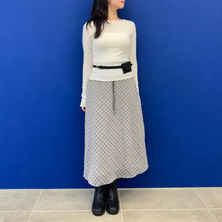 Chiffon Check Long Skirt Geek Chic Skirt