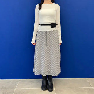 Chiffon Check Long Skirt Geek Chic Skirt