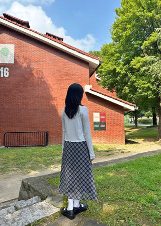 Chiffon Check Long Skirt Geek Chic Skirt