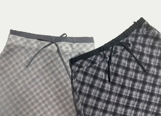 Chiffon Check Long Skirt Geek Chic Skirt