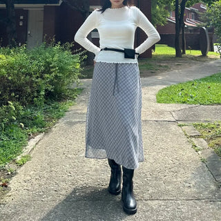 Chiffon Check Long Skirt Geek Chic Skirt