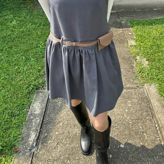 Flare Bustier Dress, Layered Sleeveless Dress, Autumn Wedding Guest Mini Dress