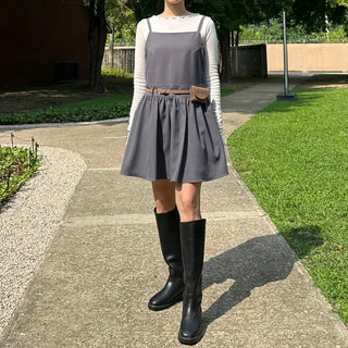 Flare Bustier Dress, Layered Sleeveless Dress, Autumn Wedding Guest Mini Dress