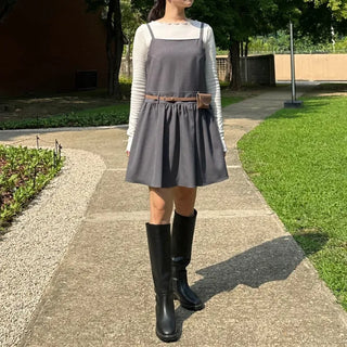 Flare Bustier Dress, Layered Sleeveless Dress, Autumn Wedding Guest Mini Dress