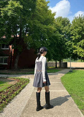Flare Bustier Dress, Layered Sleeveless Dress, Autumn Wedding Guest Mini Dress