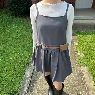 Flare Bustier Dress, Layered Sleeveless Dress, Autumn Wedding Guest Mini Dress