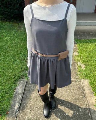 Flare Bustier Dress, Layered Sleeveless Dress, Autumn Wedding Guest Mini Dress