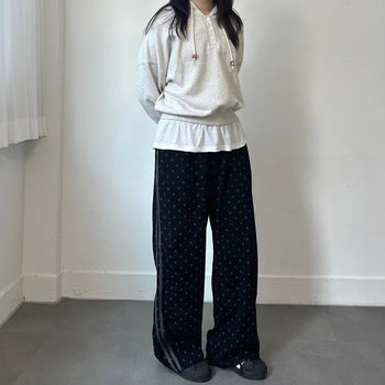 Corduroy Dot Track Pants, Polka Dot Corduroy Pants, Sweatpants