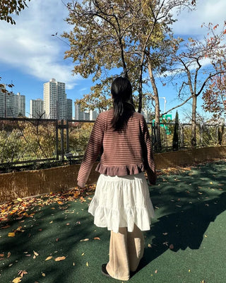 Dot pocket tiered balloon blouse dress layered long dress