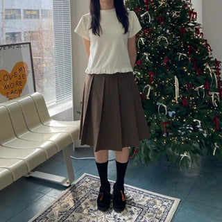 Velvet Frill T-shirt Winter Short Sleeve Tee