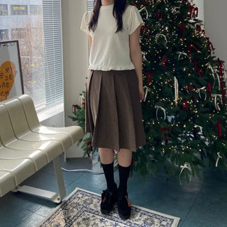 Velvet Frill T-shirt Winter Short Sleeve Tee