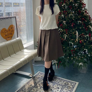 Velvet Frill T-shirt Winter Short Sleeve Tee